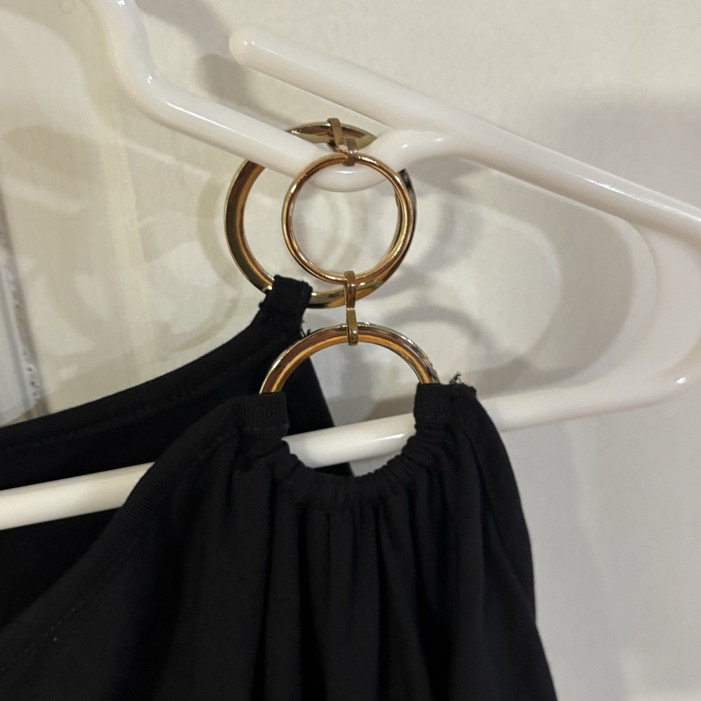michael tyler womens Top Gold Accents Black Large NEW - Picture 4 of 7